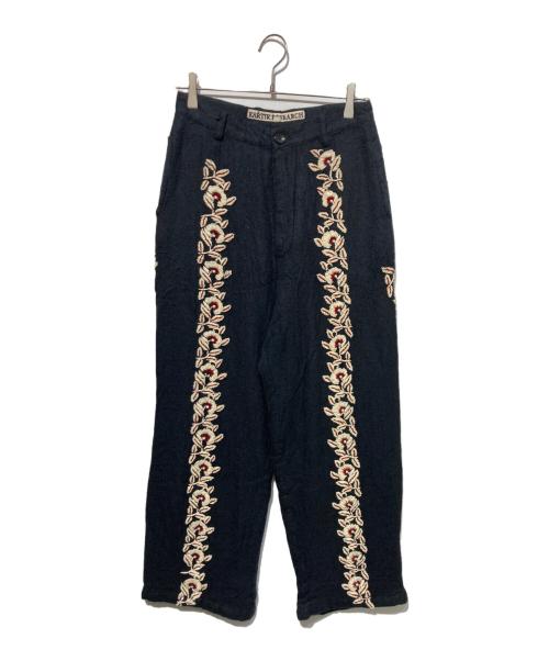 KARTIK RESEARCH（カーティックリサーチ）KARTIK RESEARCH (カーティックリサーチ) Floral Embroidered Trousers ブラック サイズ:30の古着・服飾アイテム