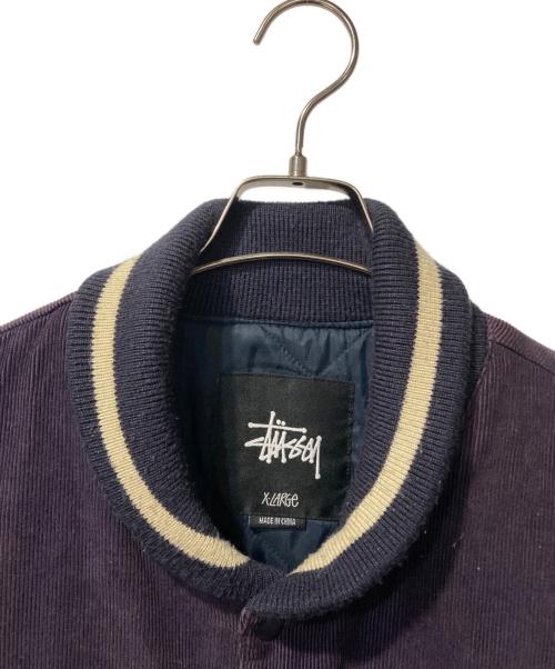stussy（ステューシー）stussy (ステューシー) SSリンクロゴコーデュロイスタジャン ネイビー サイズ:XLの古着・服飾アイテム