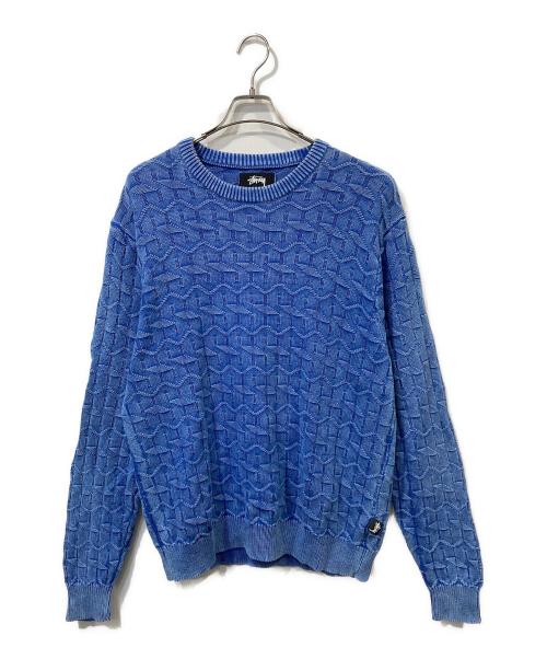 stussy（ステューシー）stussy (ステューシー) ケーブルニット ブルー サイズ:Mの古着・服飾アイテム