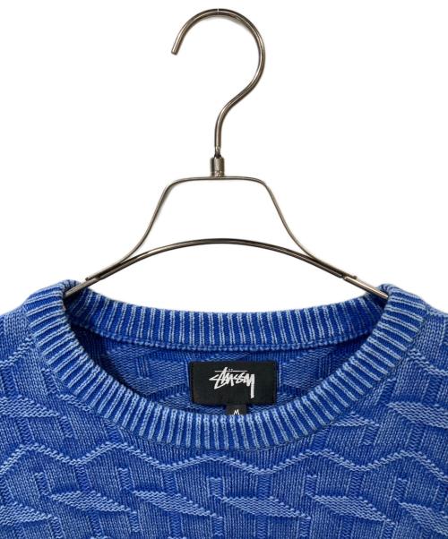 stussy（ステューシー）stussy (ステューシー) ケーブルニット ブルー サイズ:Mの古着・服飾アイテム