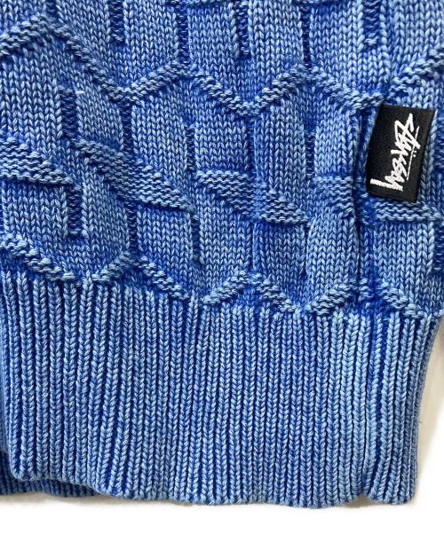 stussy（ステューシー）stussy (ステューシー) ケーブルニット ブルー サイズ:Mの古着・服飾アイテム