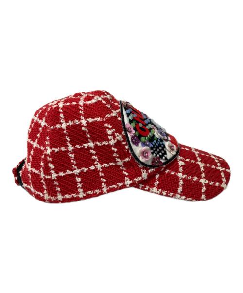 CHANEL（シャネル）CHANEL (シャネル) 23C MONACO Tweed Baseball Cap レッドの古着・服飾アイテム
