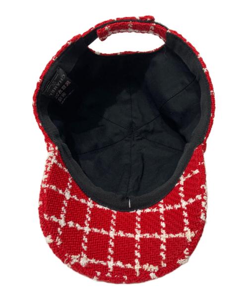 CHANEL（シャネル）CHANEL (シャネル) 23C MONACO Tweed Baseball Cap レッドの古着・服飾アイテム