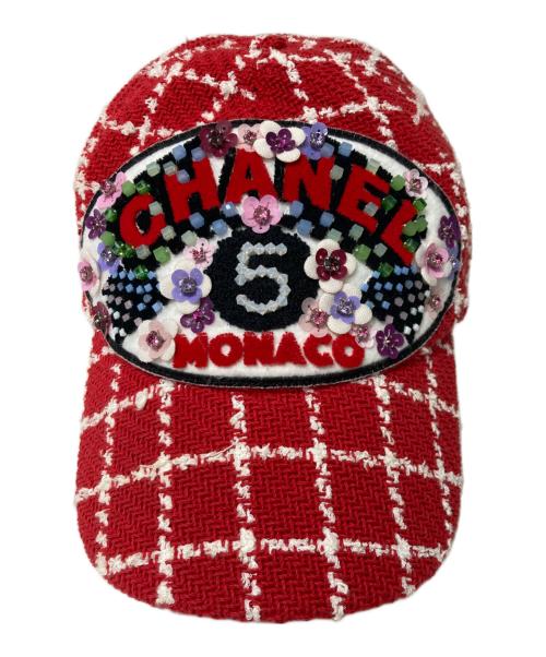 CHANEL（シャネル）CHANEL (シャネル) 23C MONACO Tweed Baseball Cap レッドの古着・服飾アイテム