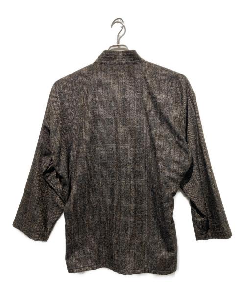 CARUSO（カルーゾ）CARUSO (カルーゾ) 作務衣タイプノーカラージャケット ブラウン サイズ:48の古着・服飾アイテム