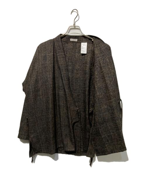 CARUSO（カルーゾ）CARUSO (カルーゾ) 作務衣タイプノーカラージャケット ブラウン サイズ:48の古着・服飾アイテム