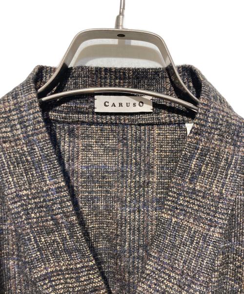 CARUSO（カルーゾ）CARUSO (カルーゾ) 作務衣タイプノーカラージャケット ブラウン サイズ:48の古着・服飾アイテム
