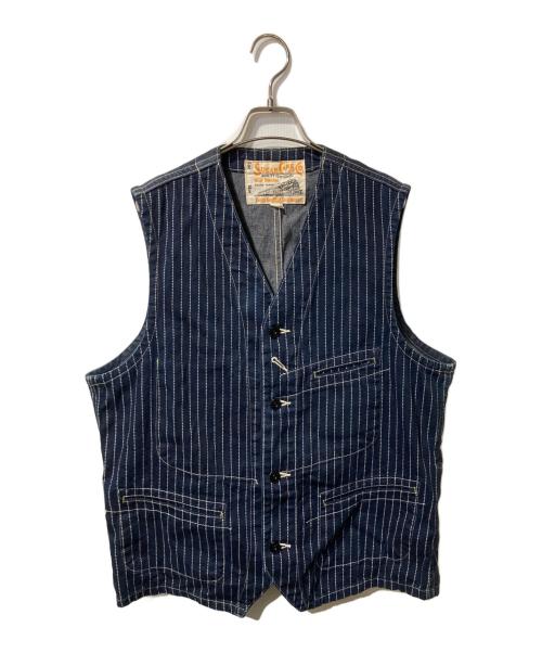 SUGAR CANE（シュガーケーン）SUGAR CANE (シュガーケーン) 9oz. WABASH STRIPE WORK VEST インディゴ サイズ:42の古着・服飾アイテム