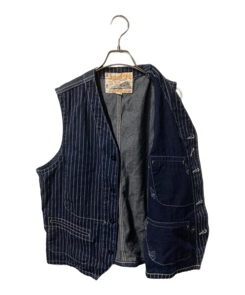 SUGAR CANE（シュガーケーン）SUGAR CANE (シュガーケーン) 9oz. WABASH STRIPE WORK VEST インディゴ サイズ:42の古着・服飾アイテム