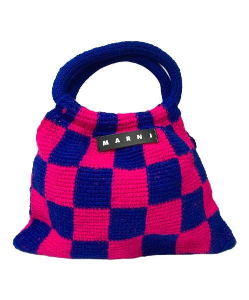 MARNI（マルニ）MARNI (マルニ) GRANNY クロシェニットトートバッグ ブルー×ピンクの古着・服飾アイテム