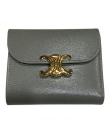 CELINE（セリーヌ）の古着「スモール フラップ ウォレット トリオンフ」｜ベージュ