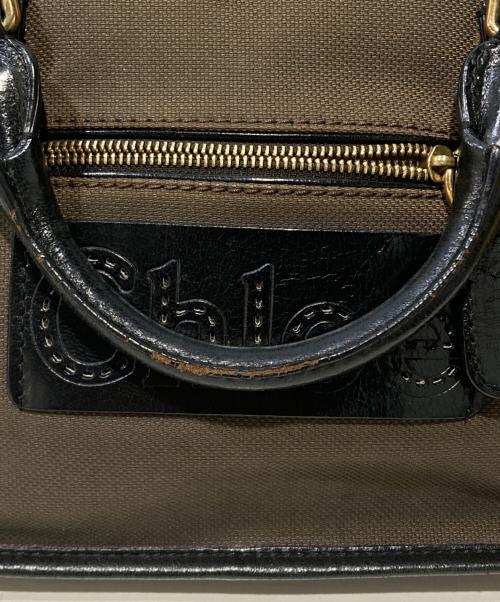 Chloe（クロエ）Chloe (クロエ) キャンバスレザー2WAYバッグ ブラウンの古着・服飾アイテム