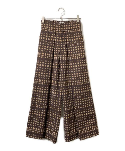 tactor（タクター）TACTOR (タクター) 総柄タックパンツ ブラウン サイズ:SIZE 1の古着・服飾アイテム