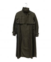 Ameri（アメリ）の古着「MINIMAL FLARE LONG TRENCH COAT / ミニマル フレア ロング トレンチ コート」｜ブラック