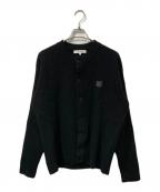 maison kitsuneメゾンキツネ）の古着「FOX HEAD WOOL RIBBED CARDIGAN / フォックス・ヘッド・ウール・リブド・カーディガン」｜ブラック