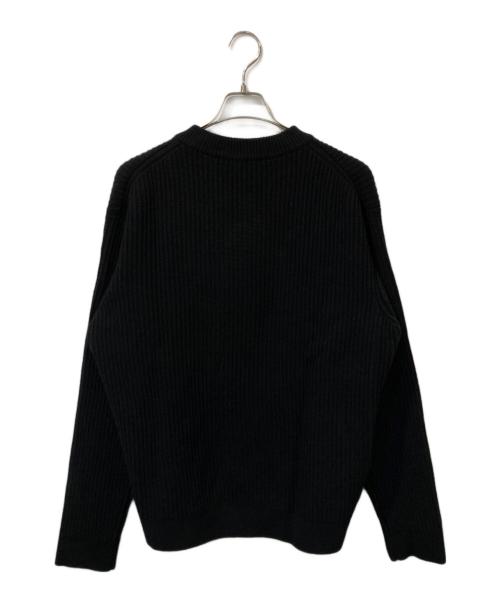 maison kitsune（メゾンキツネ）MAISON KITSUNE (メゾンキツネ) FOX HEAD WOOL RIBBED CARDIGAN / フォックス・ヘッド・ウール・リブド・カーディガン ブラック サイズ:Lの古着・服飾アイテム