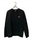 maison kitsuneメゾンキツネ）の古着「FOX HEAD PATCH REGULAR SWEATSHIRT / フォックス ヘッド パッチ レギュラー スウェットシャツ」｜ブラック
