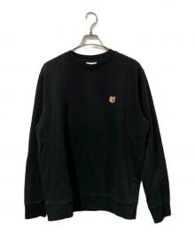 maison kitsune（メゾンキツネ）の古着「FOX HEAD PATCH REGULAR SWEATSHIRT / フォックス ヘッド パッチ レギュラー スウェットシャツ」｜ブラック