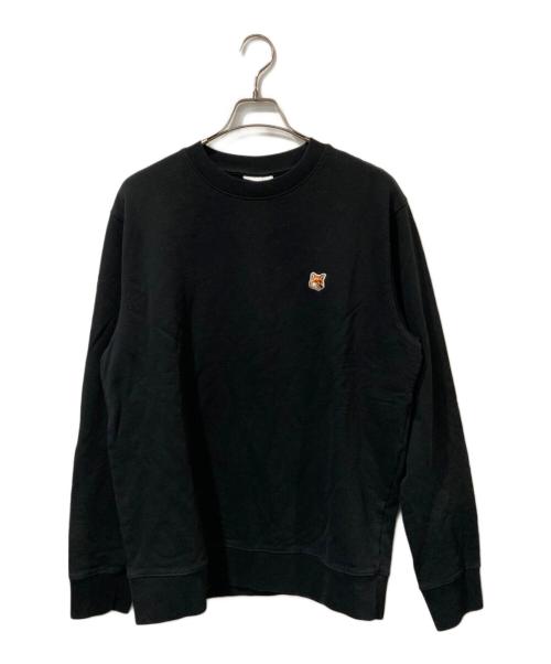 maison kitsune（メゾンキツネ）MAISON KITSUNE (メゾンキツネ) FOX HEAD PATCH REGULAR SWEATSHIRT / フォックス ヘッド パッチ レギュラー スウェットシャツ ブラック サイズ:XLの古着・服飾アイテム