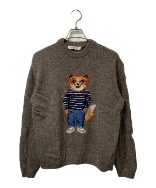 maison kitsune（メゾンキツネ）MAISON KITSUNE (メゾンキツネ) Dressed Fox Intarsia Wool Jumper / ドレスト・フォックス・インターシャ・ウール・ジャンパー ブラウン サイズ:Mの古着・服飾アイテム