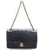 CHANELシャネル）の古着「[OLD]ダブルフラップチェーンショルダーバッグ」｜ブラック