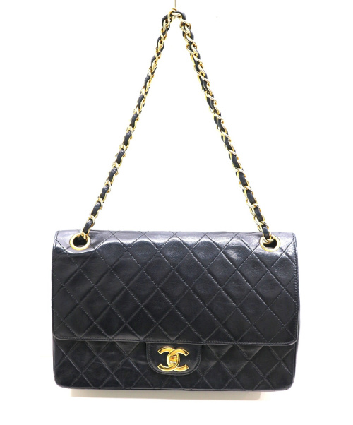 CHANEL（シャネル）CHANEL (シャネル) [OLD]ダブルフラップチェーンショルダーバッグ ブラック 80’S ヴィンテージシャネル マトラッセ 0264300の古着・服飾アイテム