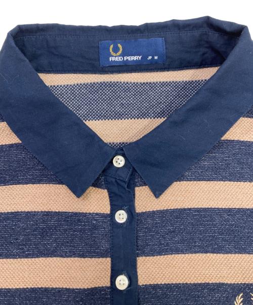 FRED PERRY（フレッドペリー）FRED PERRY (フレッドペリー) ポロシャツ ネイビー×ブラウン サイズ:Mの古着・服飾アイテム