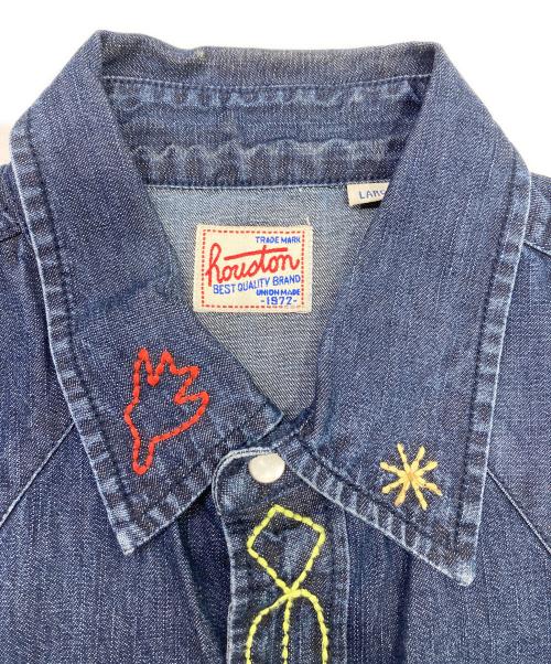 HOUSTON（ヒューストン）HOUSTON (ヒューストン) 半袖シャツ インディゴ サイズ:Lの古着・服飾アイテム