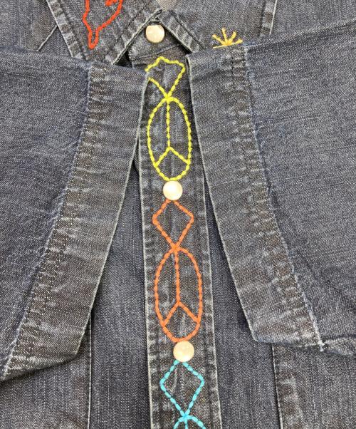 HOUSTON（ヒューストン）HOUSTON (ヒューストン) 半袖シャツ インディゴ サイズ:Lの古着・服飾アイテム