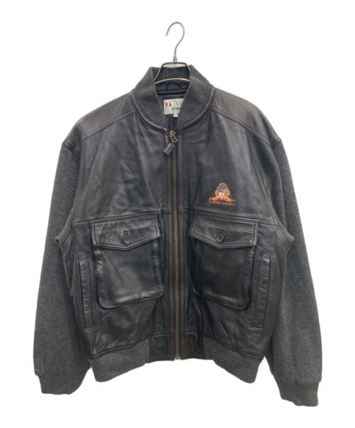 VAZIIE SPORT（バジエスポーツ）VAZIIE SPORT (バジエスポーツ) 袖切り替えラムレザージャケット グレー サイズ:48の古着・服飾アイテム