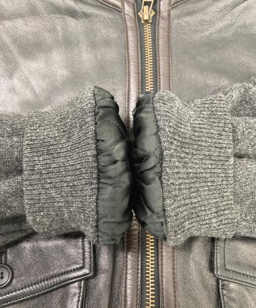 VAZIIE SPORT（バジエスポーツ）VAZIIE SPORT (バジエスポーツ) 袖切り替えラムレザージャケット グレー サイズ:48の古着・服飾アイテム