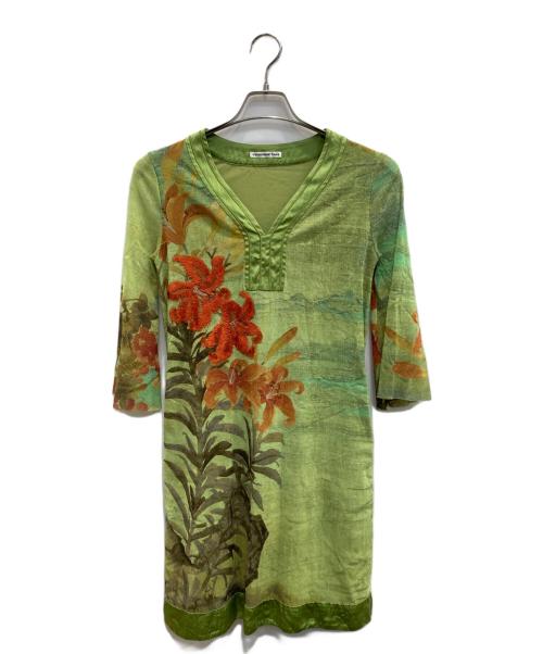 VIVIENNE TAM（ヴィヴィアンタム）VIVIENNE TAM (ヴィヴィアンタム) 刺繍パワーネットワンピース 黄緑の古着・服飾アイテム