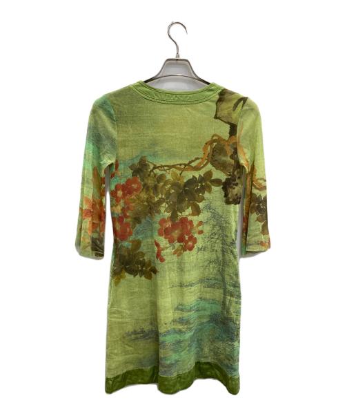 VIVIENNE TAM（ヴィヴィアンタム）VIVIENNE TAM (ヴィヴィアンタム) 刺繍パワーネットワンピース 黄緑の古着・服飾アイテム