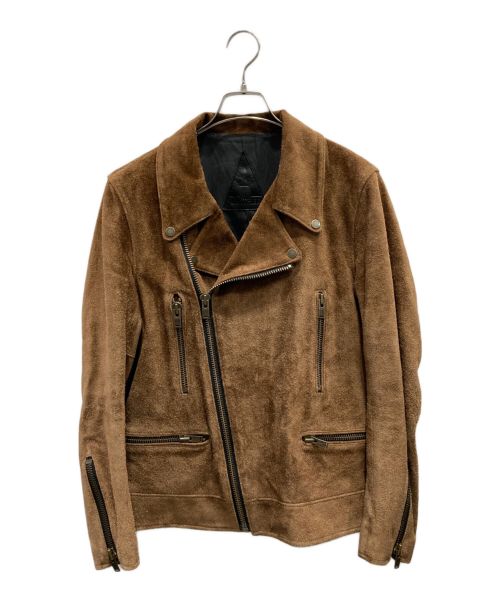 A LEATHER（ア レザー）A LEATHER (ア レザー) ダブルライダースジャケット ブラウン サイズ:52の古着・服飾アイテム