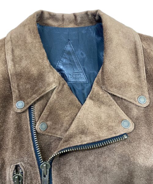 A LEATHER（ア レザー）A LEATHER (ア レザー) ダブルライダースジャケット ブラウン サイズ:52の古着・服飾アイテム