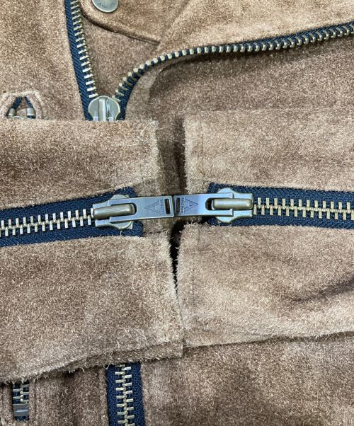 A LEATHER（ア レザー）A LEATHER (ア レザー) ダブルライダースジャケット ブラウン サイズ:52の古着・服飾アイテム