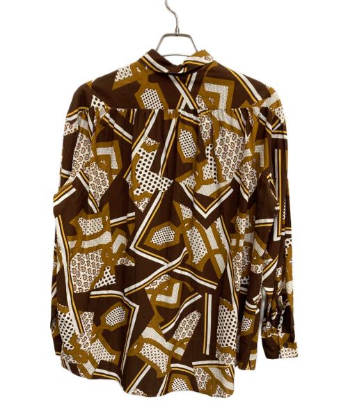 TOMORROW LAND（トゥモローランド）TOMORROW LAND (トゥモローランド) レーヨンコットンプリント レギュラーカラーシャツ ブラウン サイズ:Sの古着・服飾アイテム