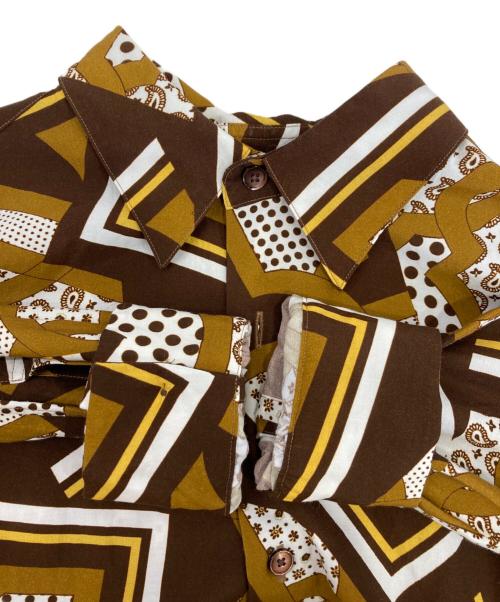 TOMORROW LAND（トゥモローランド）TOMORROW LAND (トゥモローランド) レーヨンコットンプリント レギュラーカラーシャツ ブラウン サイズ:Sの古着・服飾アイテム