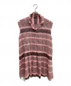 PLEATS PLEASEプリーツプリーズ）の古着「ノースリーブシャツ」｜ピンク