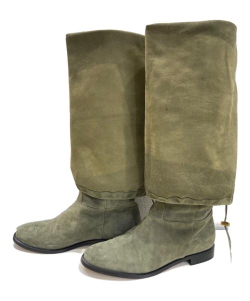 NEBULONIE（ネブローニ）NEBULONIE (ネブローニ) スウェードロングブーツ カーキ サイズ:38の古着・服飾アイテム