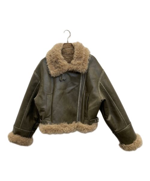 MURUA（ムルーア）MURUA (ムルーア) ヴィンテージライクショートフェイクムートン ジャケット カーキ サイズ:Fの古着・服飾アイテム