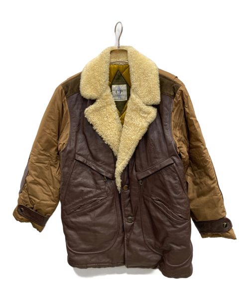 C.P COMPANY（シーピーカンパニー）C.P COMPANY (シーピーカンパニー) 中綿レザー切替ジャケット ブラウン サイズ:46の古着・服飾アイテム