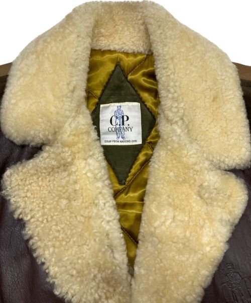 C.P COMPANY（シーピーカンパニー）C.P COMPANY (シーピーカンパニー) 中綿レザー切替ジャケット ブラウン サイズ:46の古着・服飾アイテム