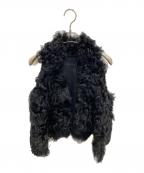 sisiiシシ）の古着「ラムレザーファーベスト」｜ブラック