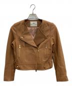 GRACE CONTINENTAL（グレースコンチネンタル）の古着「ラムレザーライダースジャケット」｜ベージュ
