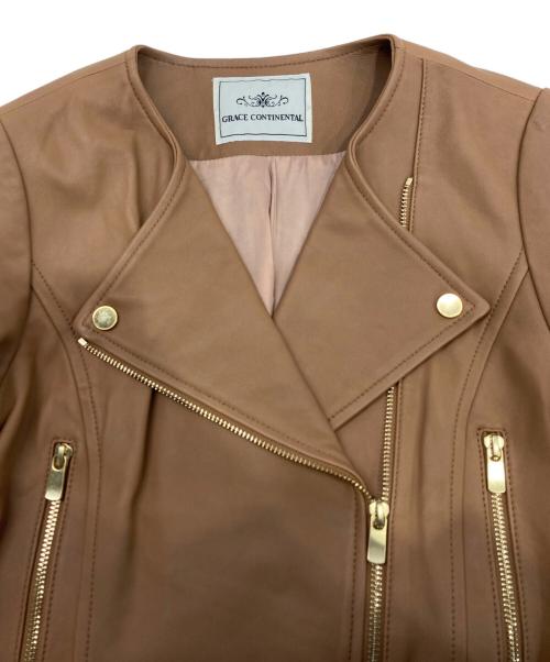 GRACE CONTINENTAL（（グレースコンチネンタル）GRACE CONTINENTAL (（グレースコンチネンタル) ラムレザーライダースジャケット ベージュ サイズ:36の古着・服飾アイテム