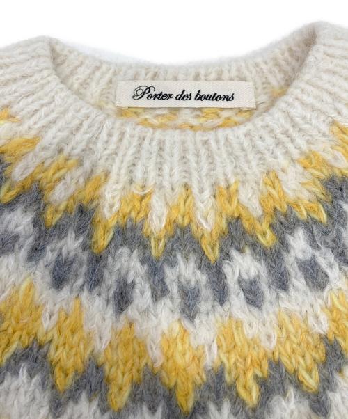 porter des boutons（ポルテデブトン）porter des boutons (ポルテデブトン) 求心ニット アイボリー サイズ:-の古着・服飾アイテム