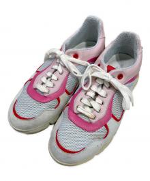 sergio rossi（セルジオロッシ）の古着「メタリックトリムレザー&メッシュ&スエードスニーカー」｜ピンク