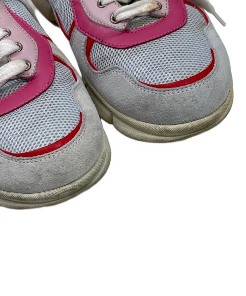 sergio rossi（セルジオロッシ）sergio rossi (セルジオロッシ) メタリックトリムレザー&メッシュ&スエードスニーカー ピンク サイズ:37の古着・服飾アイテム