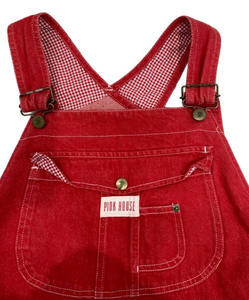 PINK HOUSE（ピンクハウス）PINK HOUSE (ピンクハウス) デニムサロペット レッド サイズ:-の古着・服飾アイテム